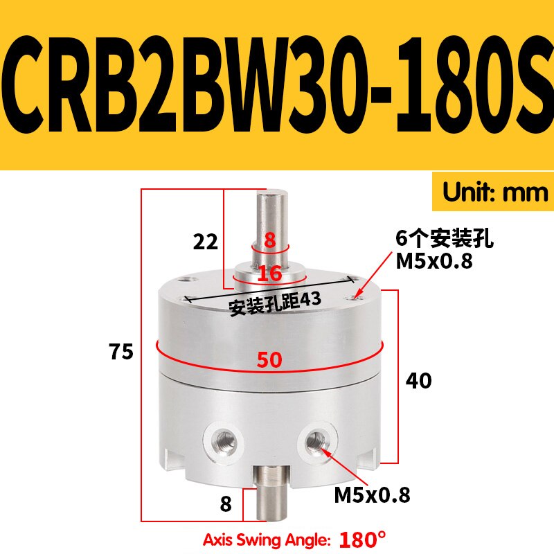 Vane obrotowy huśtawka cylinder CRB2BW10-90S CRB2BW15-180S CRB2BW20-270S CRB2BW30-90S CRB2BW40-180S CRB2BW30-180S CRB2BW30-270S: CRB2BW30-180S