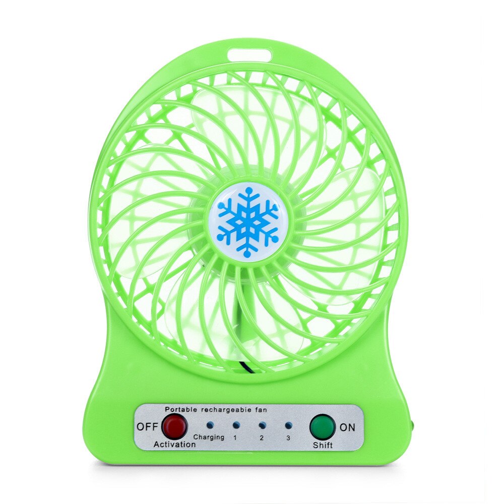 Ventilador recargable portátil para ventilador de luz Led, Mini ventilador de escritorio con batería Usb 18650, refrigeración por Usb, recargable, # p30: green