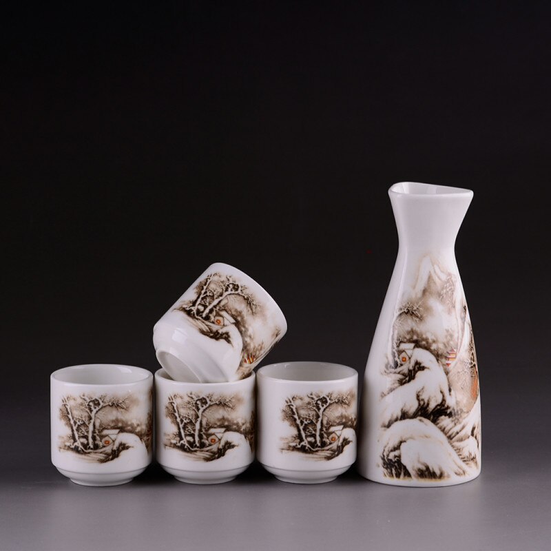 5 stk keramisk sake sæt japansk vin sæt vintage vinflaske flagon spiritus spiritus drinkware kopper bar sæt til hjem far