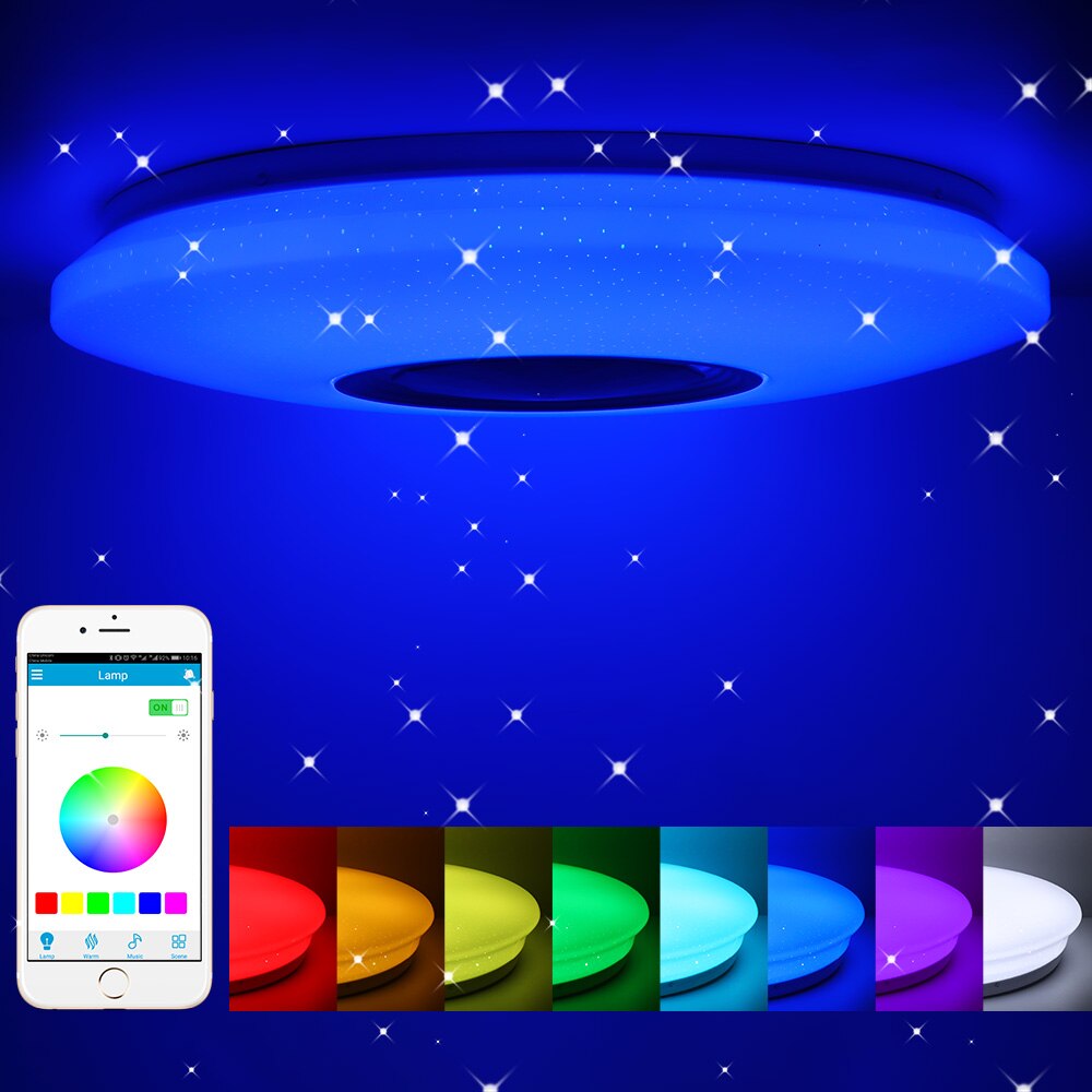 LED Full Color Bedroom Ceiling Light RGB Embedded Round Star Music Remote Bluetooth Full Color Ceiling Light Music Speaker LED