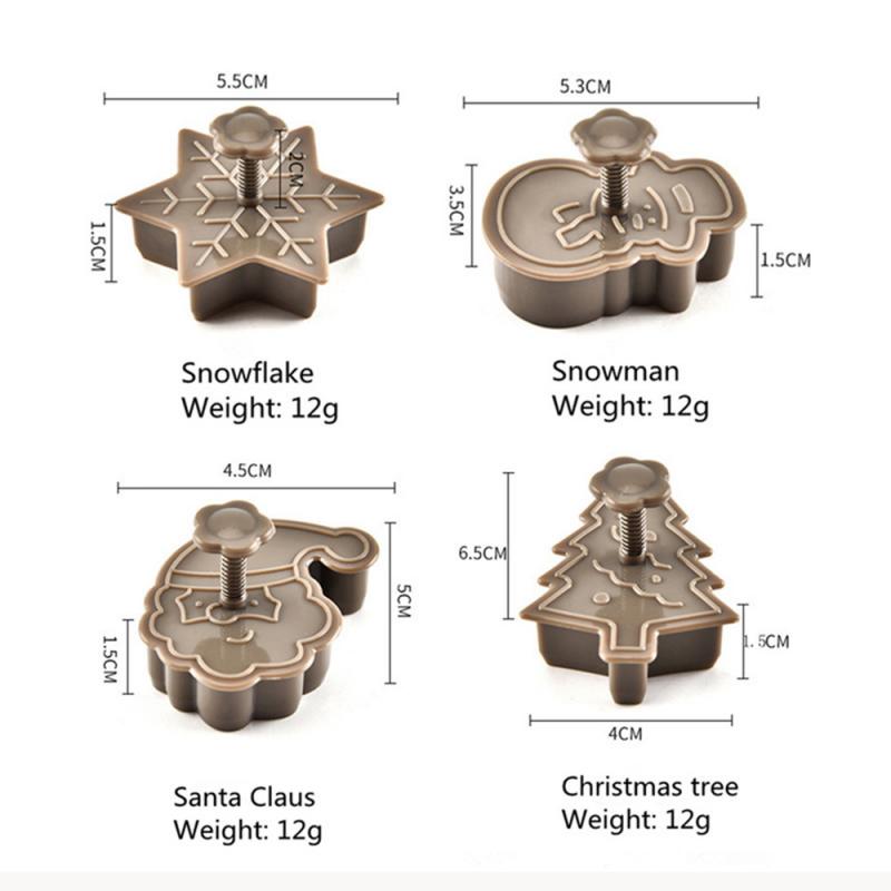 Herramientas para cortar galletas, Fondant, molde cortador de galletas, repostería, formas de pastel, casa de jengibre, herramientas de decoración para hornear de Navidad: 4Pcs 01