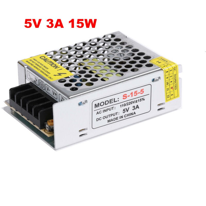 Switching mode ac-dc 5v 3a 15W power supply 5v led driver, DC5V Aluminum AC 110V 220V to 5v lighting transformer for led l