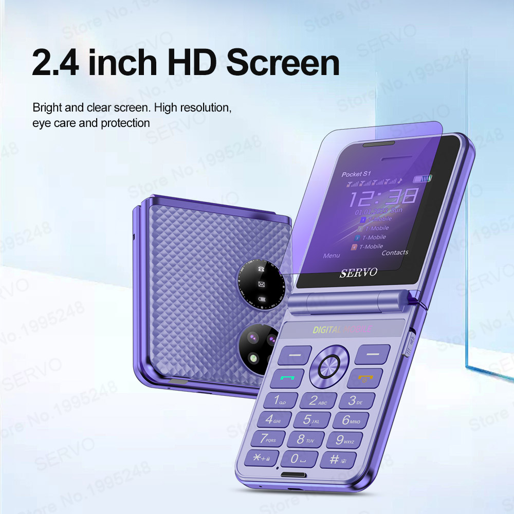 SERVO Pocket S1 2G Flip-Handy 4 SIM Standby-Anrufaufzeichnung MP4-Player Speed Dial Magic Voice FM-Radio Faltbare Mobiltelefone