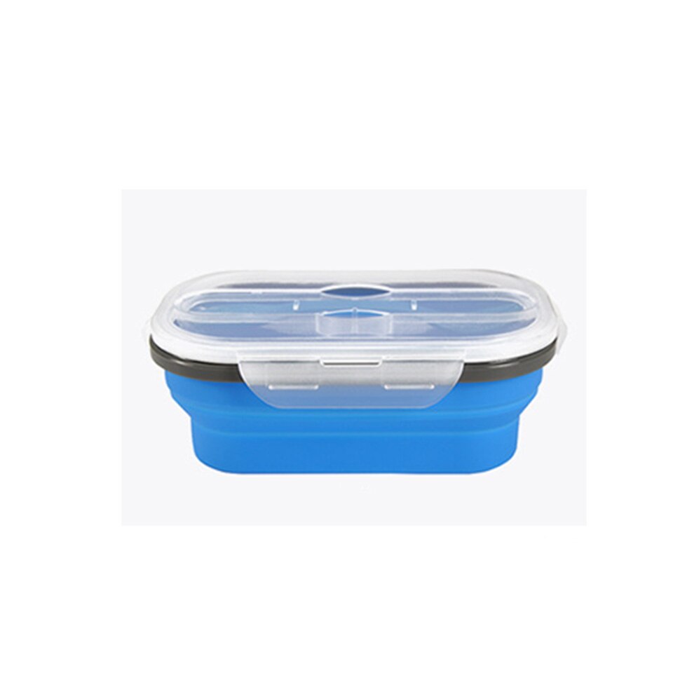 Silicone Lunch Box Food Storage Containers Stackable Bento Boxes Meal Prep Container Foldable Microwave BPA Free Plastic Lids: blue