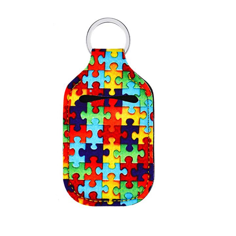 1PC Travel Neoprene Sanitizer Bottle Holder Bags with Keychain Key Rings Hand Soap Bottle Holder Cover Reusable for 30ml Bottles: XS17