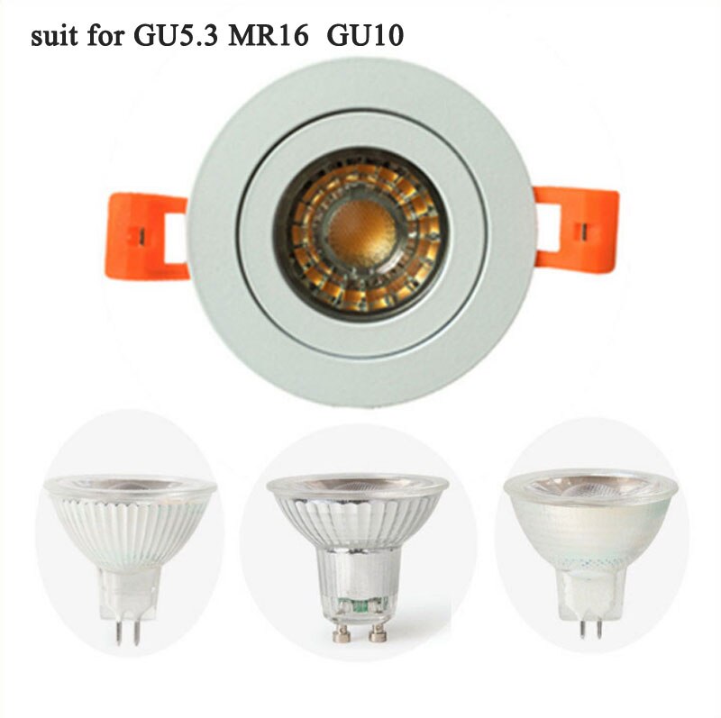 LED Spot Downlight GU10 gu5.3 mr16 Fitting black 90-260V Ceiling Recessed Lamp 65mm 70mm Cut Hole Bulb Replaceable Downlights