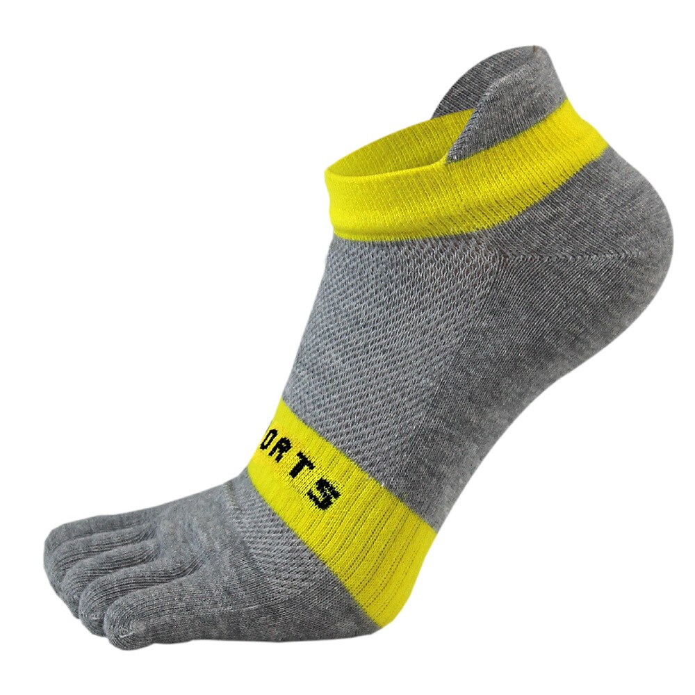 Five Finger Socks Men Pure Cotton Sports Breathable Comfortable Shaping Anti Friction Men's Five Finger Socks: yellow grey