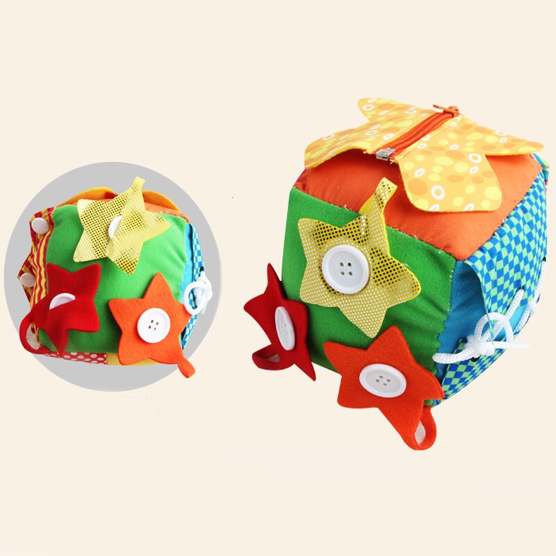 Baby Early Educational Toy Daily Life Simulation Plush Cloth Balls Puzzle Zipper Laces Cognitive Toy Square Ball