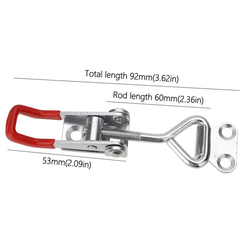 2PCS Metal Rubber Adjustable Latch Catch Toggle Clamp Furniture Hardware Cabinet Boxes Lever Handle Lock Hasp for Sliding Door