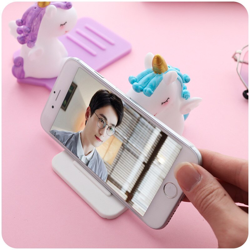 Universal- Anti-Unterhose Telefon Halfter Nette Karikatur Einhorn praktisch Schreibtisch Halterung Stehen Tabletten für Alle Telefon