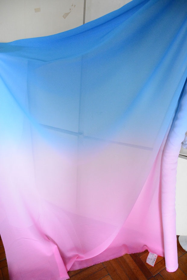 100D Blue Pink Chiffon Fabric Gradient Chiffon Fabric for Dress Scarf Decoratavie Chiffon Fabric