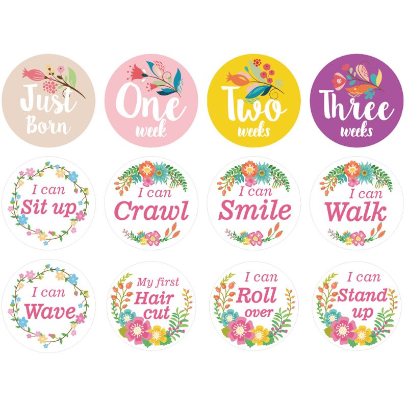 Foto de evento mensual de primer año para bebés, pegatinas para el vientre de bebé que comparten el nacimiento hasta 12 meses y 8 pegatinas de rendimiento