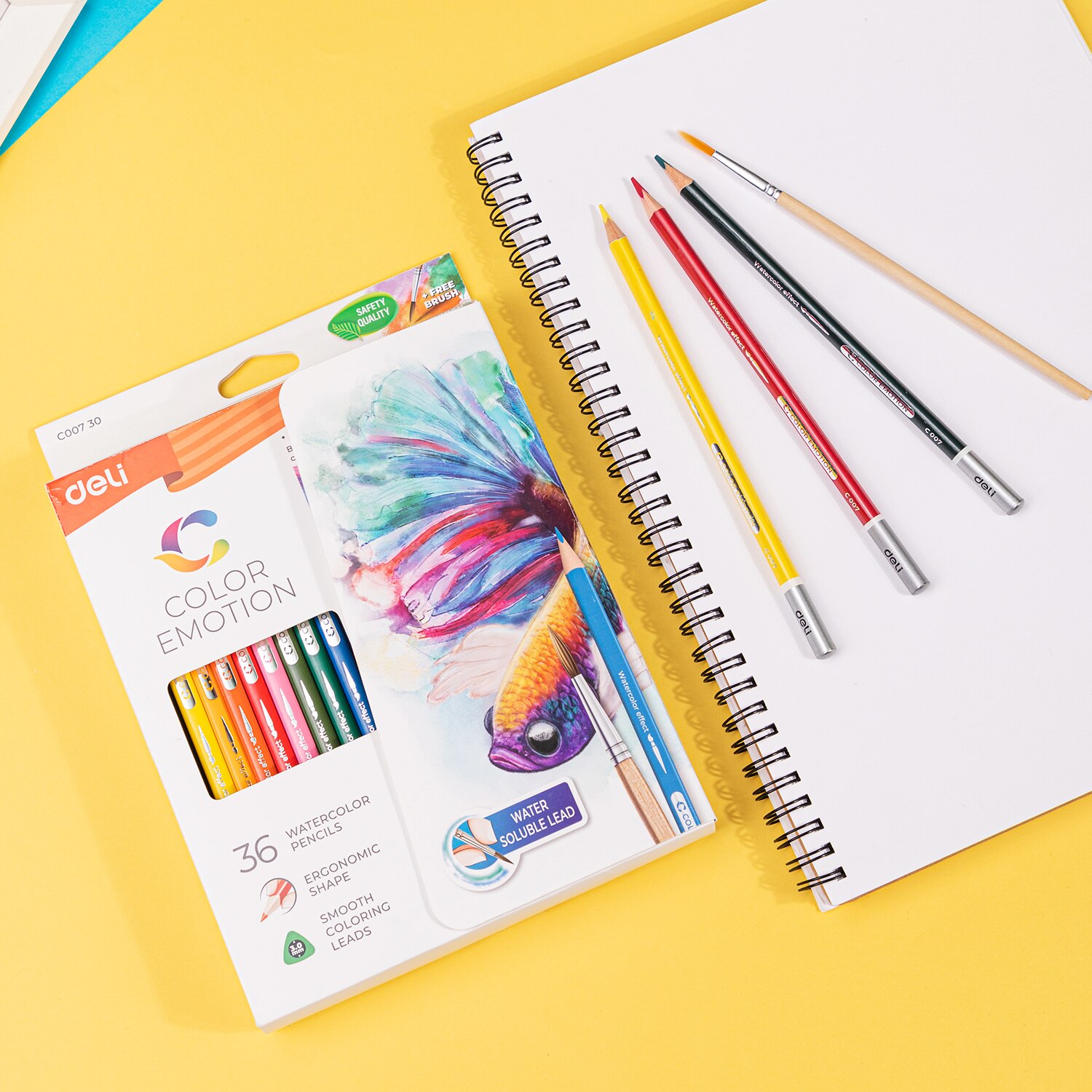 Deli Watercolor Pencils 12/24/36 Colors Drawing Pen Art Set Children Kids Painting Sketching school office supplies