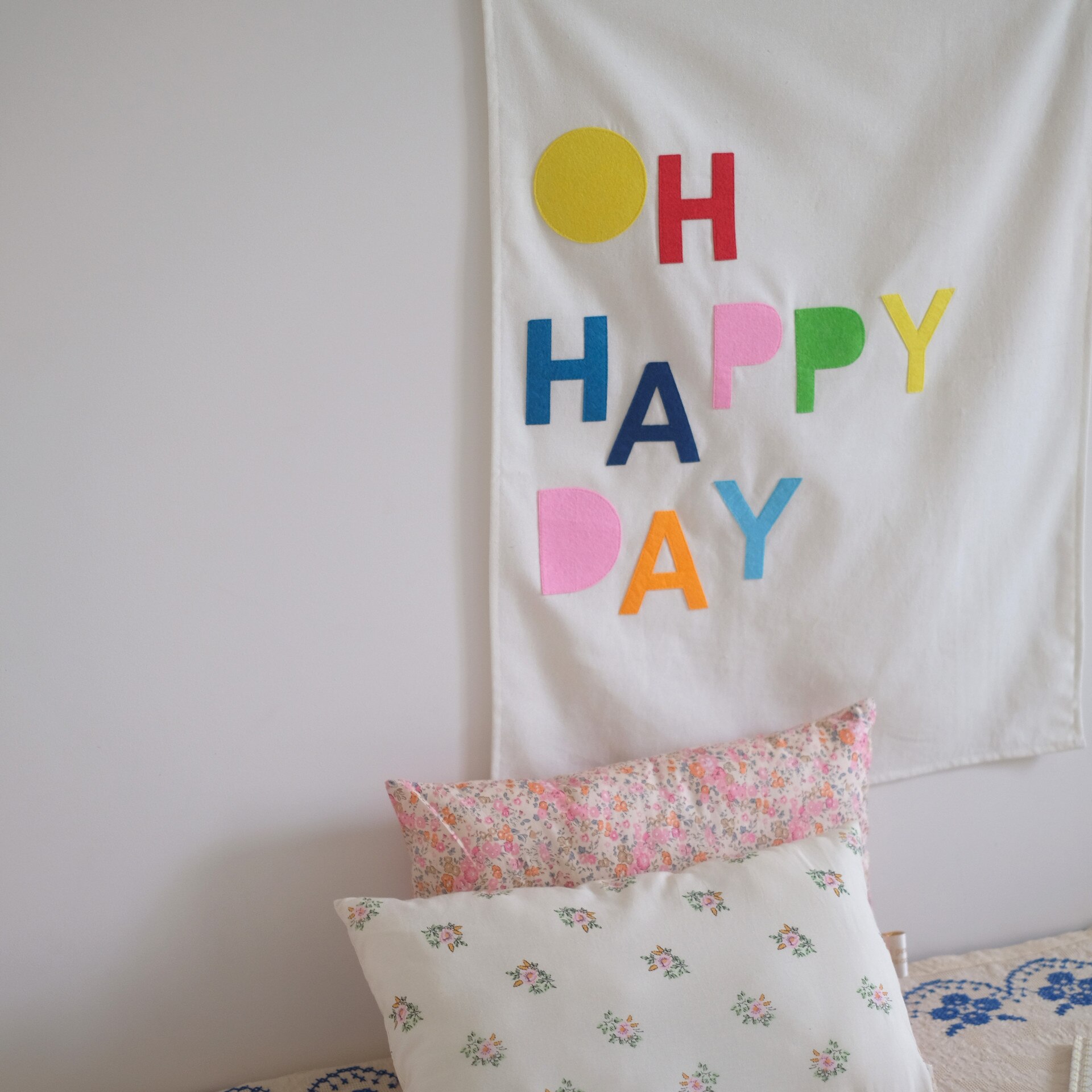 Birthday Theme Backdrop Wall Decorative OH HAPPY DAY Cotton Canvas Wall Background Cloth Kids HAPPY BIRTHDAY Background Curtain