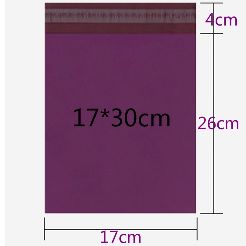 50pcs/lots Purple Tote Bag Express Bag Courier Bags Self-Seal Adhesive Thick Waterproof Plastic Poly Envelope Mailing Bags: 17x30 cm