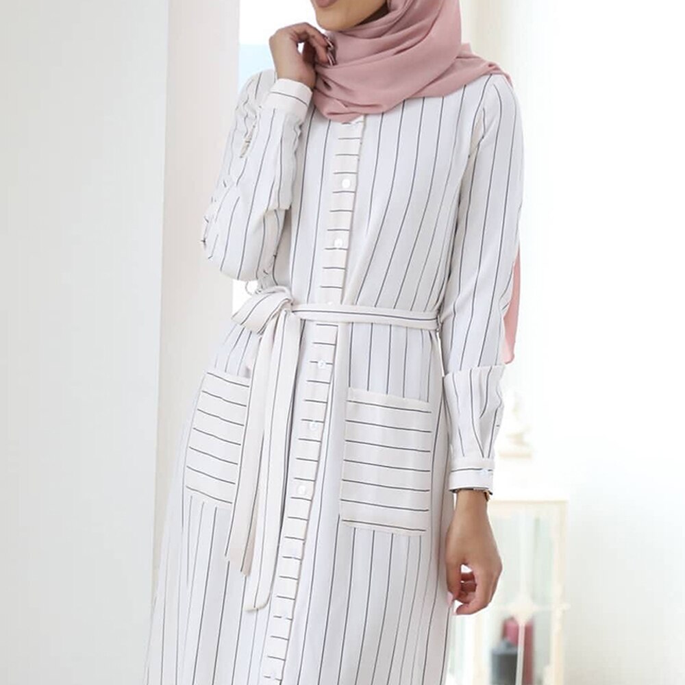 Ramadan eid mubarak dubai abaya tyrkiet hijab muslimsk kjole kaftan islamisk tøj tyrkiske kjoler abayas til kvinder caftan islam: Hvid kjole / Xxl