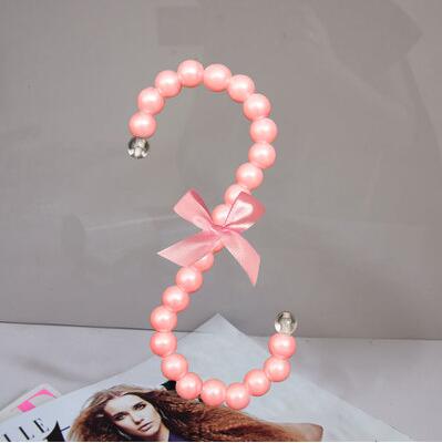 Sainwin-Perchero de plástico con forma de S para mujer, colgador de bolsas de perlas de 15CM, en color blanco y rosa, en 10 colores, lote de 5 unidades: Rosa
