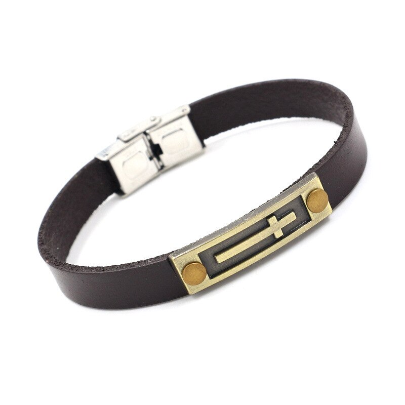 Christ Jesus Christian Simple Buckle Bracelet Alloy Cross Love Lether Bangle Men Women Jewelry