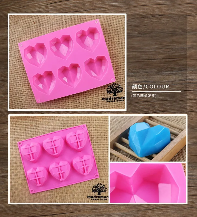 3D Geometric Cake Mold Heart Shaped Silicone Cake Mold With Mini Hammer Silicone Mousse/Chocolate Cakes Mould For Birthday