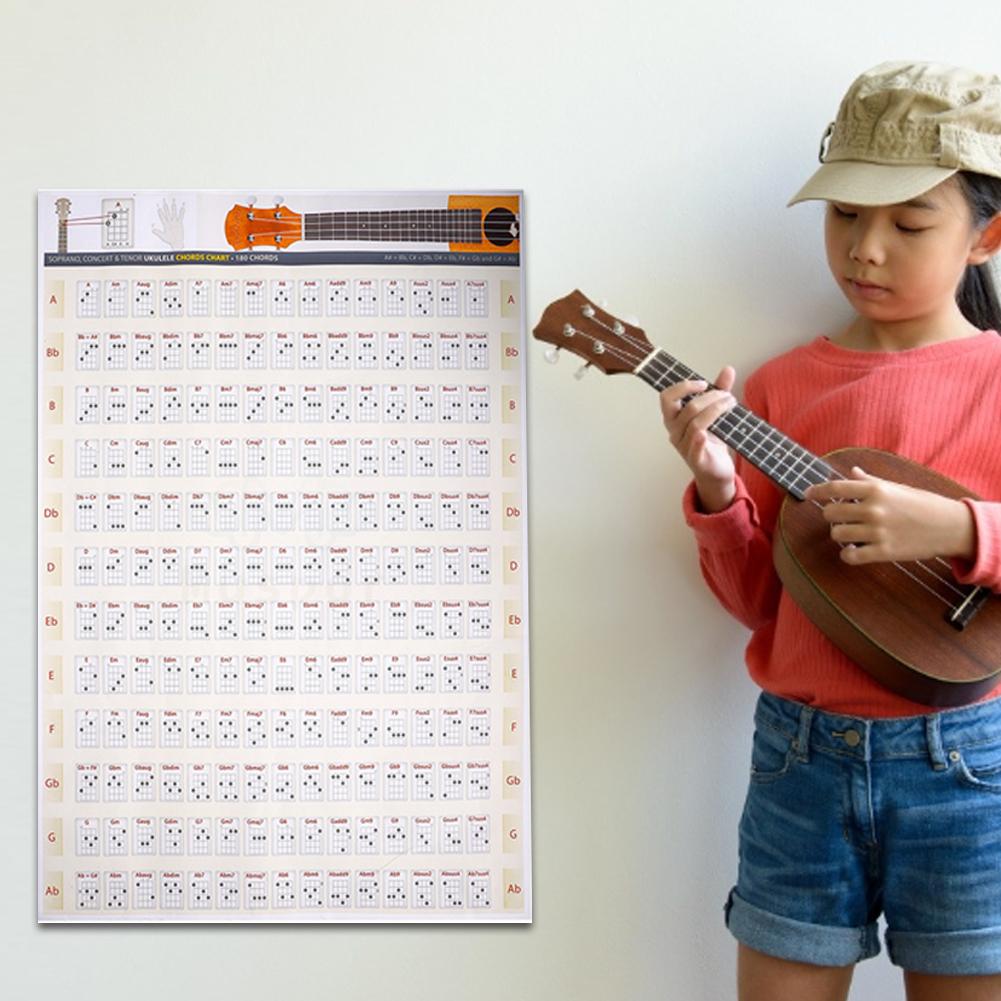 Self-adhesive Ukulele Chord Chart Educational Reference Poster With Chord Chord Drawing Wall Stickers For Ukulele Players