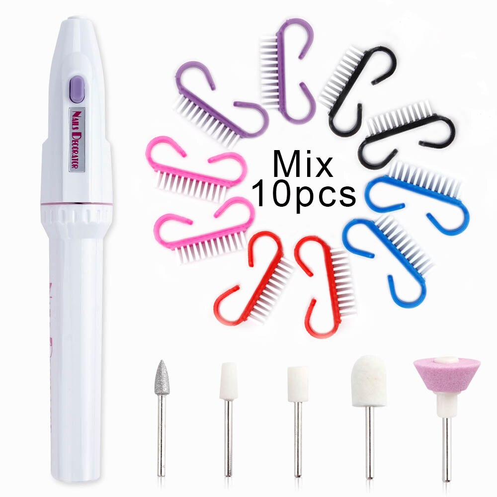 Elektrische Nail Boor Machine Draagbare Nagel Boren Manicure Pedicure Apparatuur Nail Borstel Stof Borstel Polijsten Gereedschap: set 1