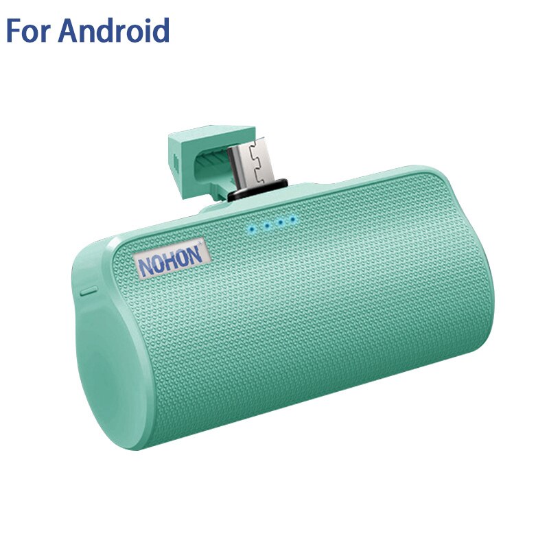 NOHON-Banco de energía para iPhone, Xiaomi, Samsung y Huawei, interfaz Micro tipo C de Apple, cargador de batería externo portátil de 3000mAh: Green For Micro