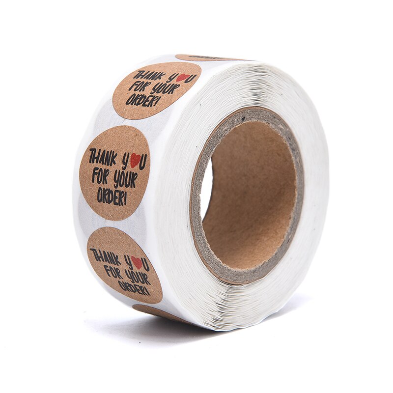 500 Pcs/1 roll Round Kraft Paper Label Sticker Thank You for you order Stickers for Scrapbook Stationery Sticker