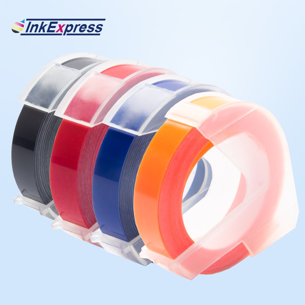 4pk 3d präglingstejper för dymo 3d präglingstejp 9mm st plastetiketter skrivarband för dymo motex  e101 manuell etikettmaskin: 02