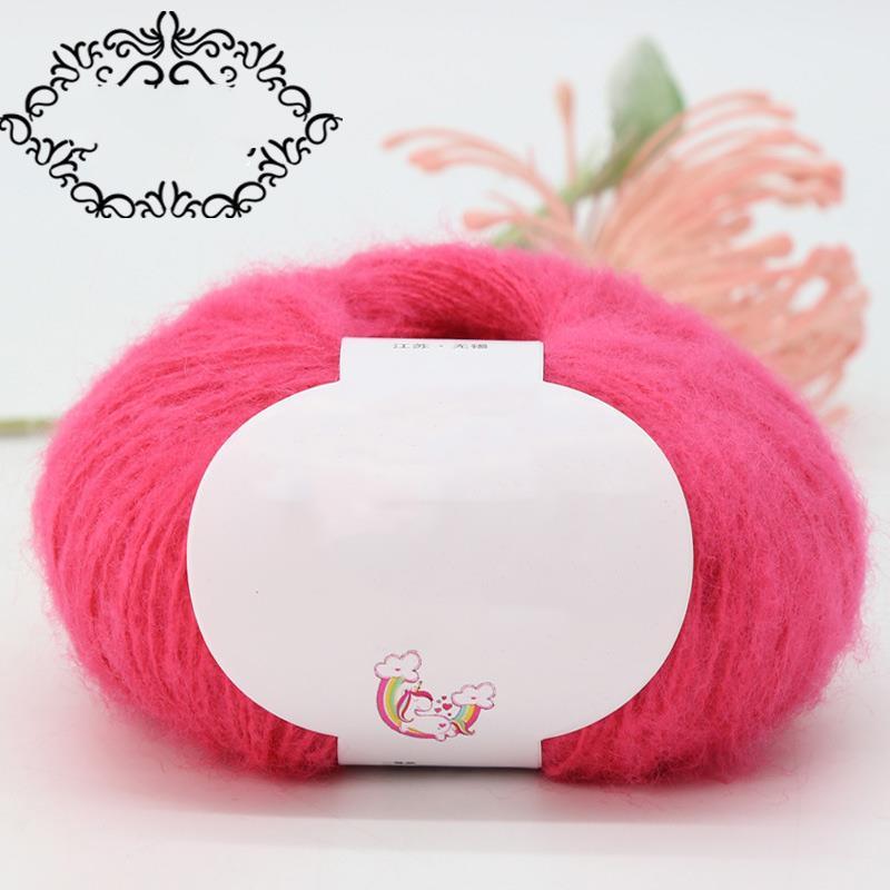 Hilo de Mohair, hilo de bola, hilo fino, suéter para bebés y niños, bufanda, chal, cableado, ganchillo, bolsa de Material tejido DIY: Rojo