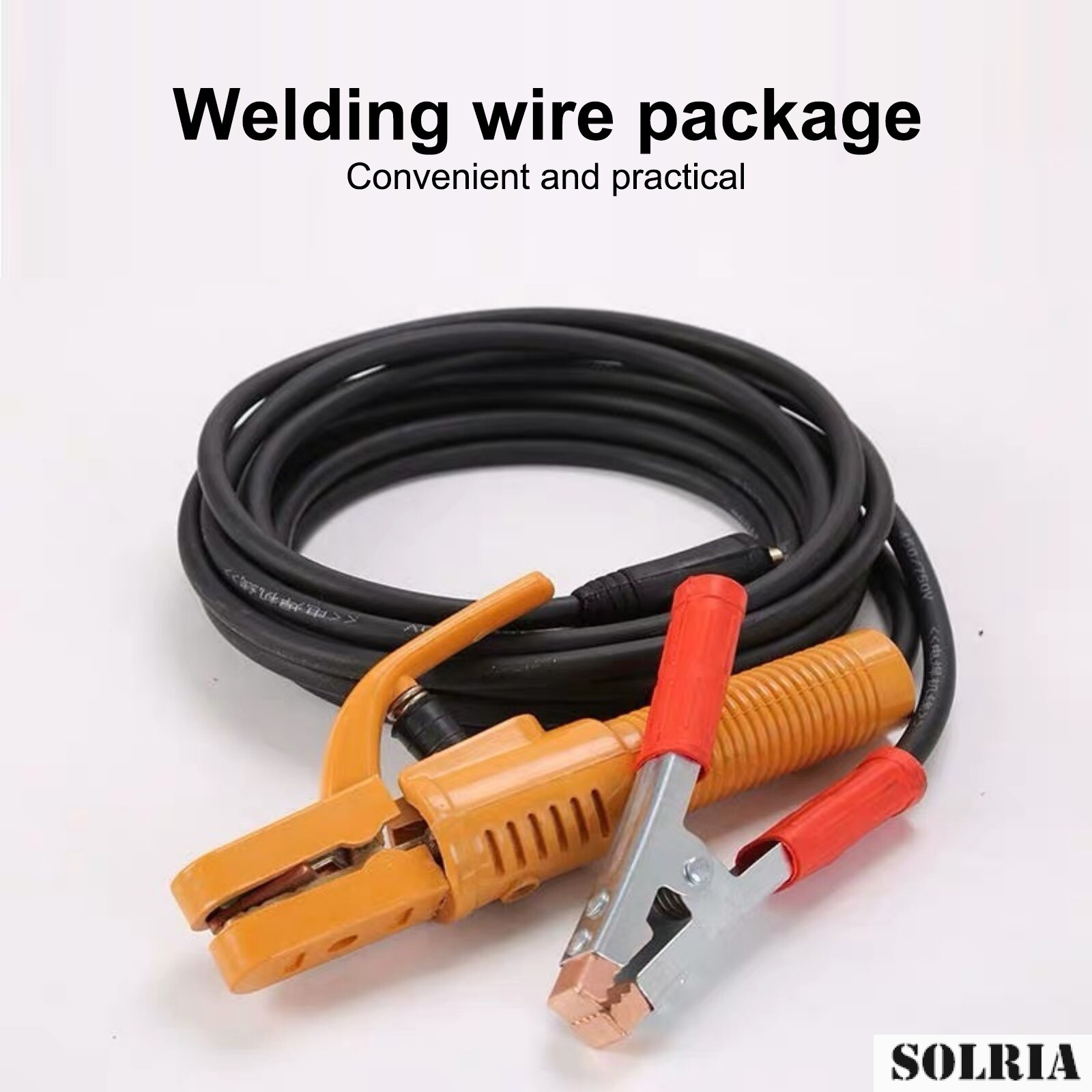 Complete Set of Copper Core Welding Machine Wire 500A Welding Handle 300 Ground Clamp 16 Square Soft Sheathed Rubber Wire Cable