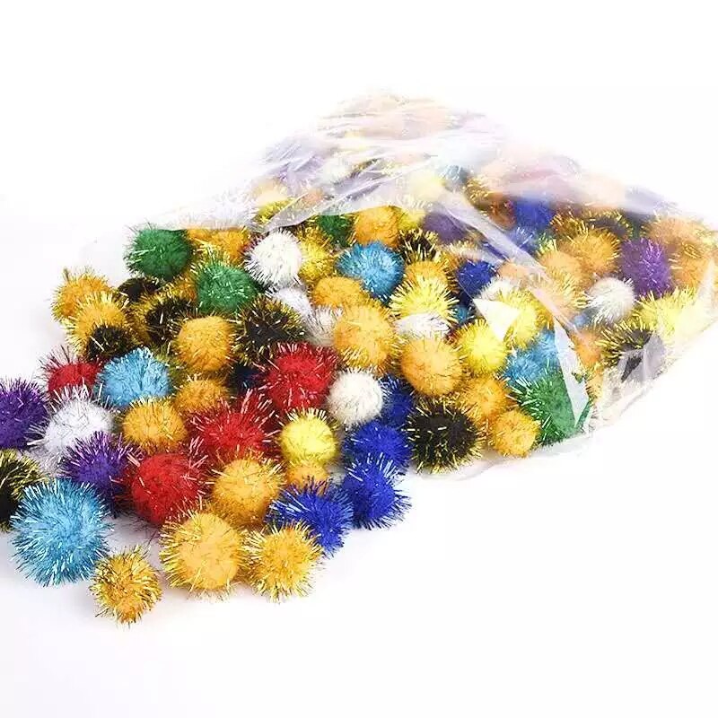 Pompom and tinsel ornament