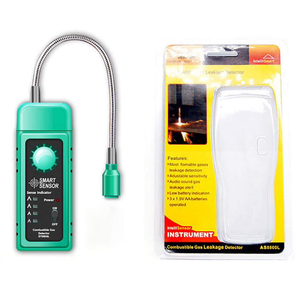 ST8800L Combustible Gas Analyzer Port Flammable Natural Gas Leaking Detector Meter Tester Sound Light Alarm