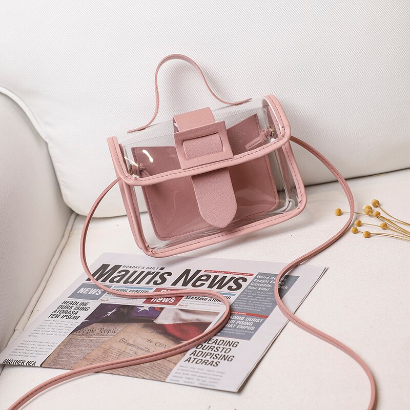 Frauen Taschen Damen transparent Gelee Süssigkeit Farbe Kleine Tasche Feste Persönlichkeit Große Schnalle Crossbody Schulter Handtasche: F