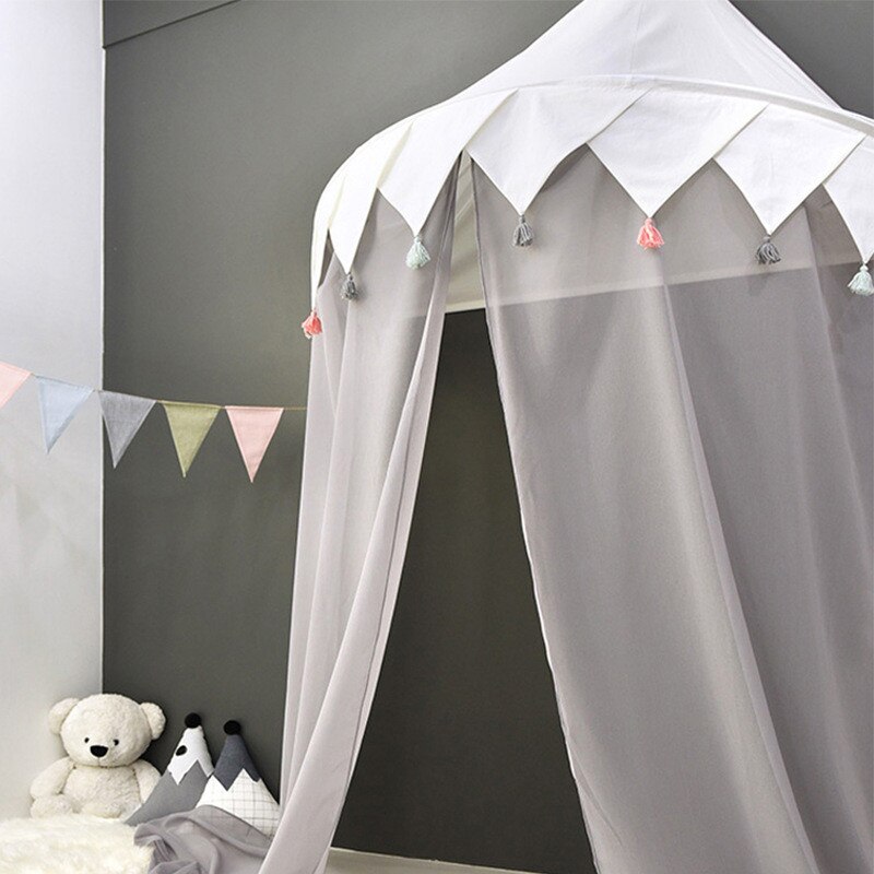 Roze babybedhemel voor kinderen, klamboe, leeshoekindeling, halve maan, spelhuis, bed, kasteel, tent, kamerdecoratie voor meisjes en jongens: Zwart / 1.5 meter groot