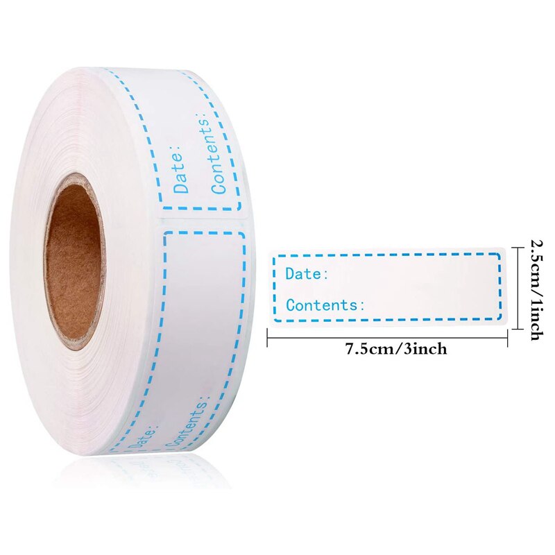 500 Pieces Food Freezer Labels 1 x 3 Inches Self-Adhesive Removable Storage Refrigerator Food Date Labels Easy Clean (Blue)