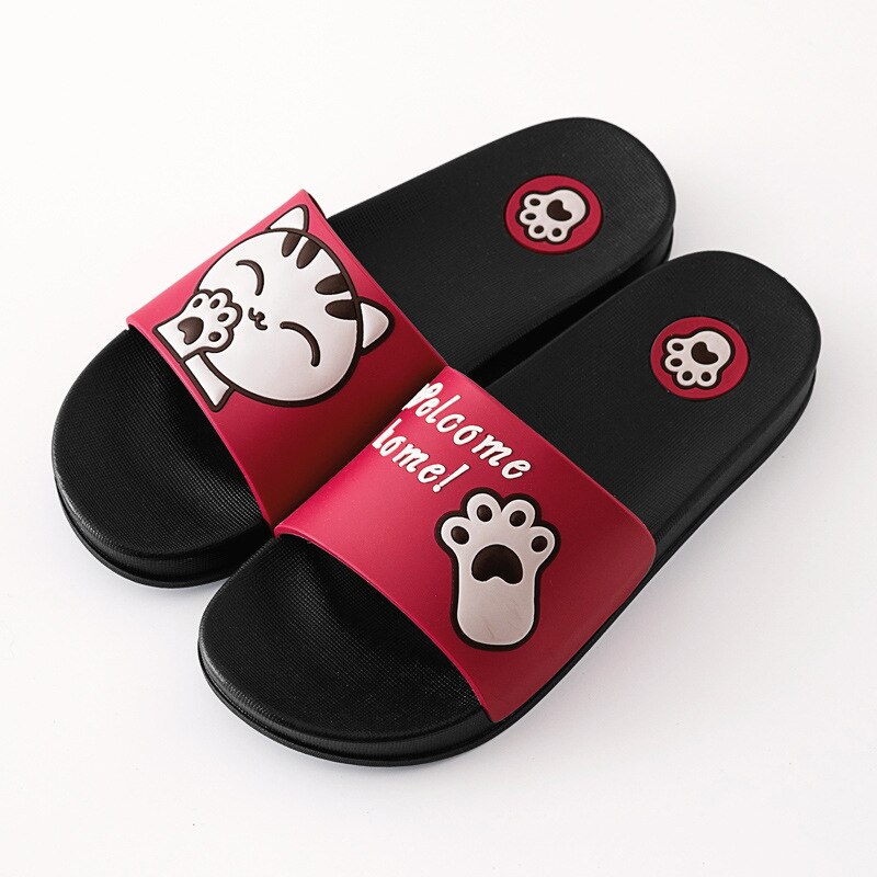 Sommer tøfler kvinner sko utendørs sklisikre åpen tå flip flops strand lysbilder sandaler tegneserie hjemme tøfler søt katt kvinne: 3 / 36