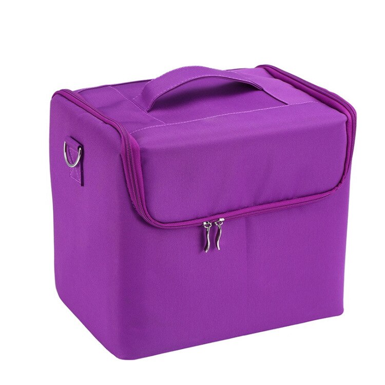 Grote Capaciteit Cosmetische Organizer Opbergtas Make Up Gereedschap Vier Layer Purse Organizer Make Pouch Koffer Voor Nagels: purple