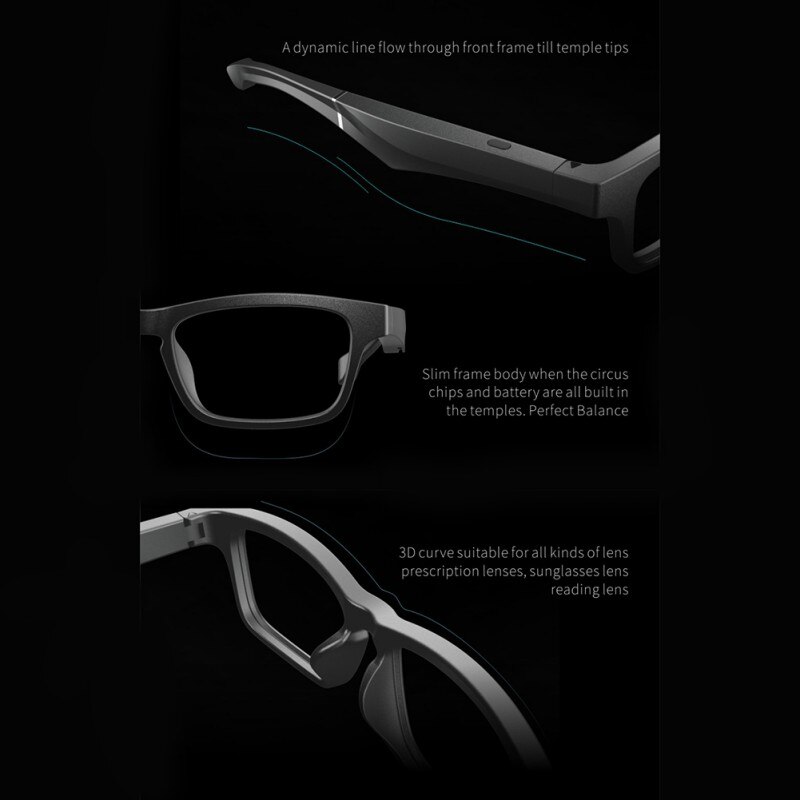 Smart Glasses Wireless Bluetooth Hands-Free Calling Music Audio Open Ear Sunglasses Intelligent Wearable Device