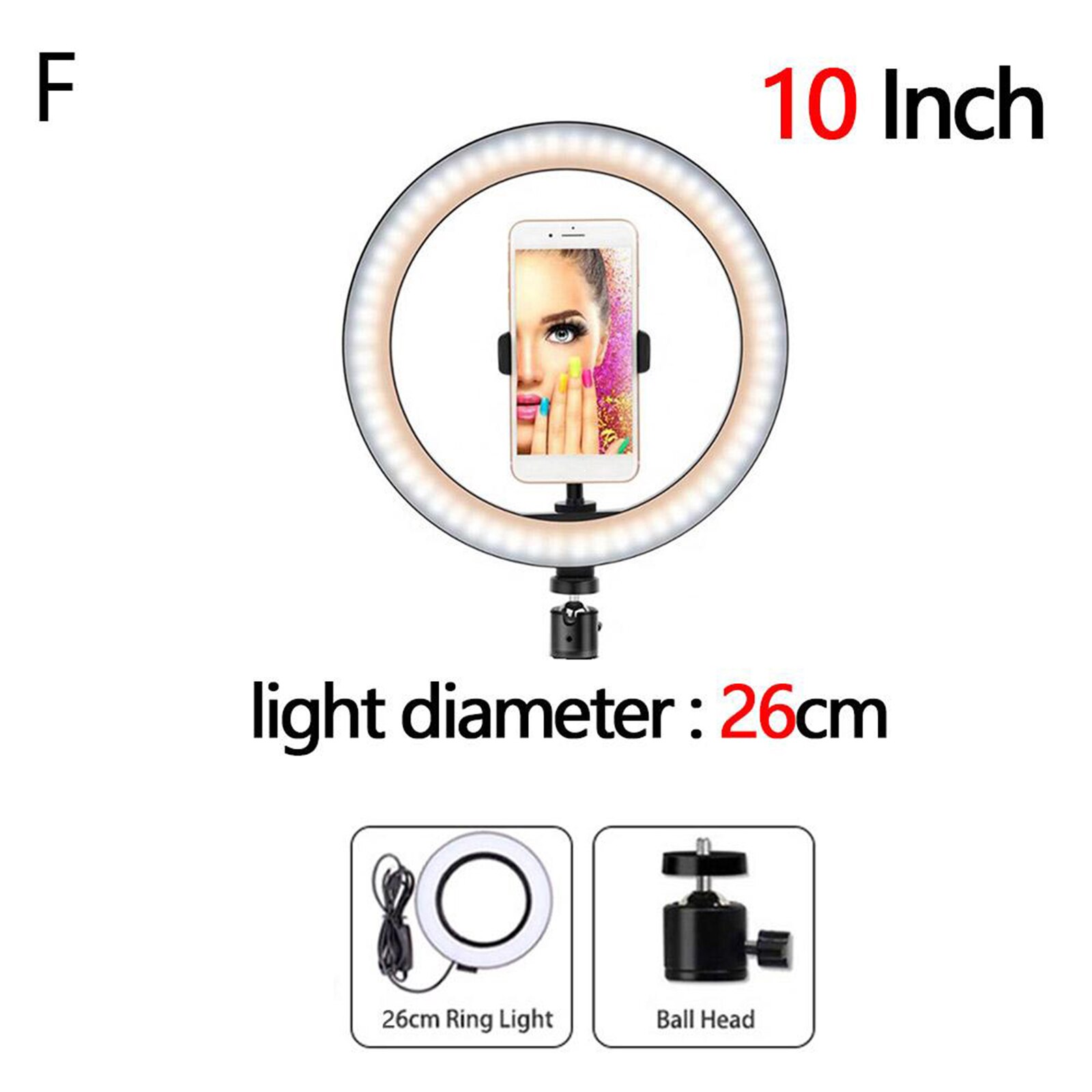 Led Ring Licht Lamp Statief Ronde Selfie Ring Licht Met Statief Voor Mobiele Telefoon Living Apparatuur Fotografie Lamp Hoepel Ringlicht: Set F