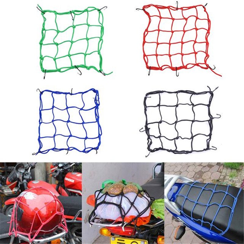 Universal 6 Haken Motorrad Bike Halten Unten Helm Fracht Gepäck Mesh Seil Net Bungee Motorrad Zubehör 30*30cm