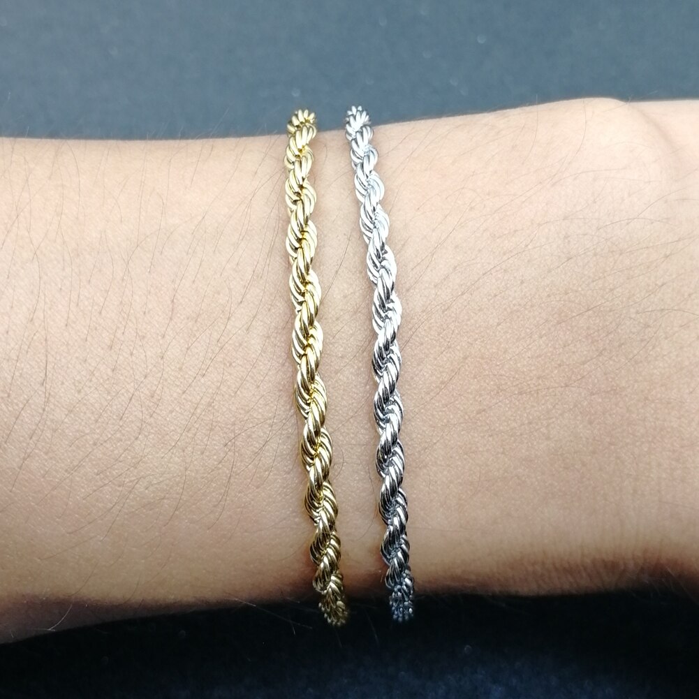 3 Mm 7 Inch 8 Inch Rvs Rope Armband Voor Mannen Vrouwen