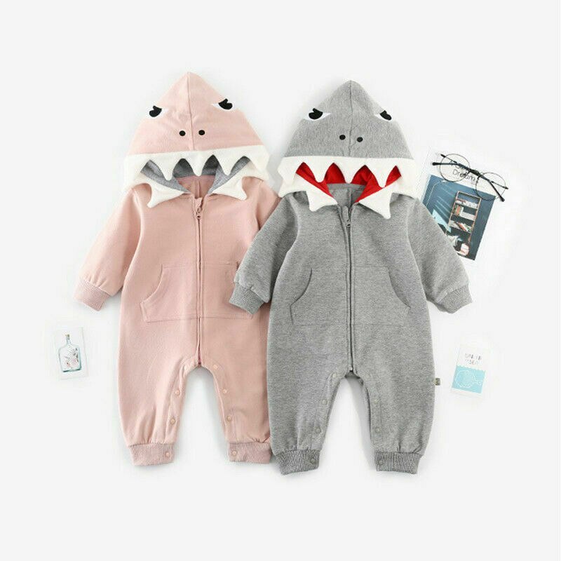 3D Cosplay Shark Strampler Kinder Kleinkind Baby Jungen Mädchen Long Sleeve Zipper Romper Overall Mit Kapuze Kleidung Outfits Kostüm