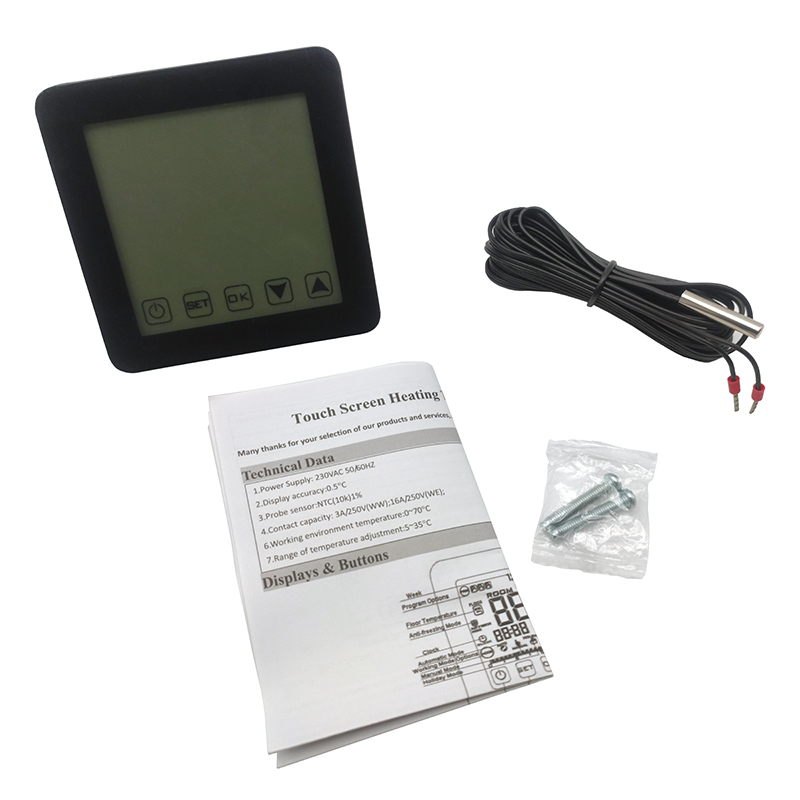 HY08 3A 16A MINCO HEAT Thermoregulator LCD Touch Screen Thermostat For Electric Heating Floor System Room Temperature Controller