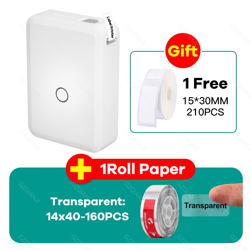 Niimbot D110 Paper Sticker Wireless Label Printer Pocket Handheld Printer Thermal Price Label Sticker Marker Home Office USE: Add 1 Transparent