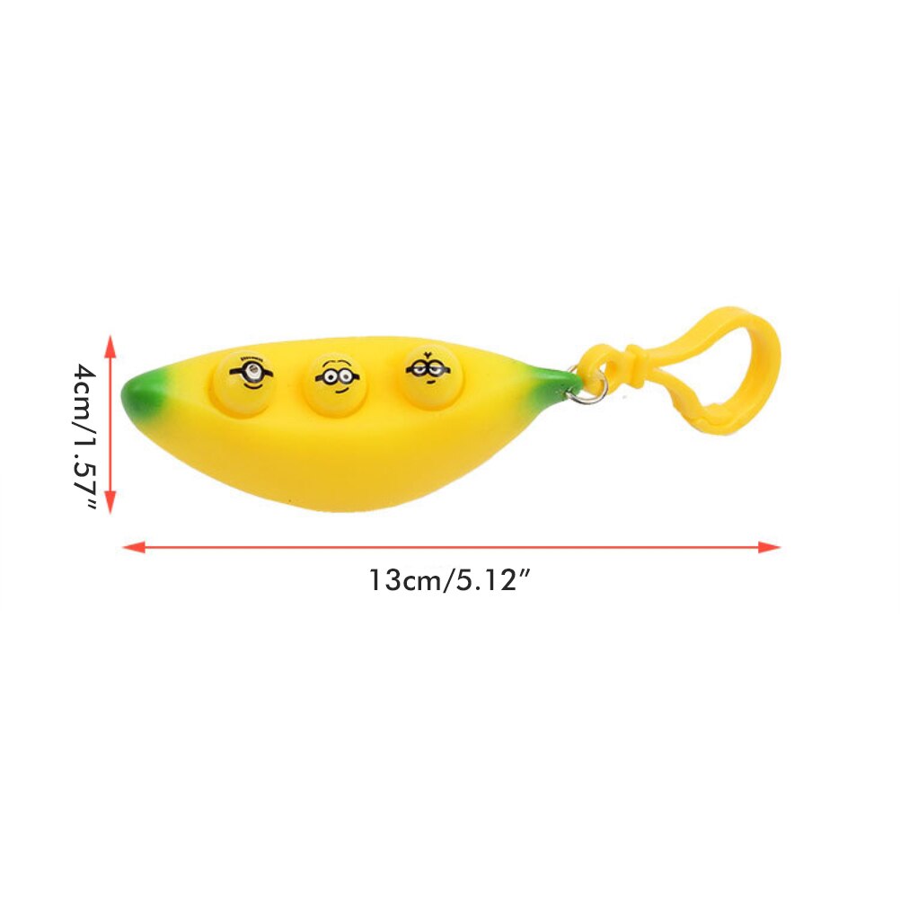 3Pcs Banaan Sleutelhangers Zintuiglijke Speelgoed Anti-Stress Fidget Kuiltje Reliver Stress Speelgoed Decompressie Speelgoed Voor Kinderen Volwassenen