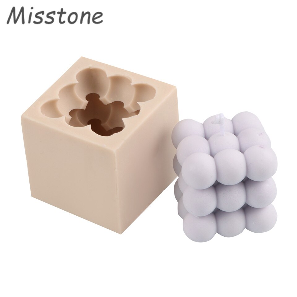 Geometry Soap Mould Tool Stocked Flexible Round Wool Ball Cubic Bubble Desktop Ornaments Candle Silicone Mold: Cubic