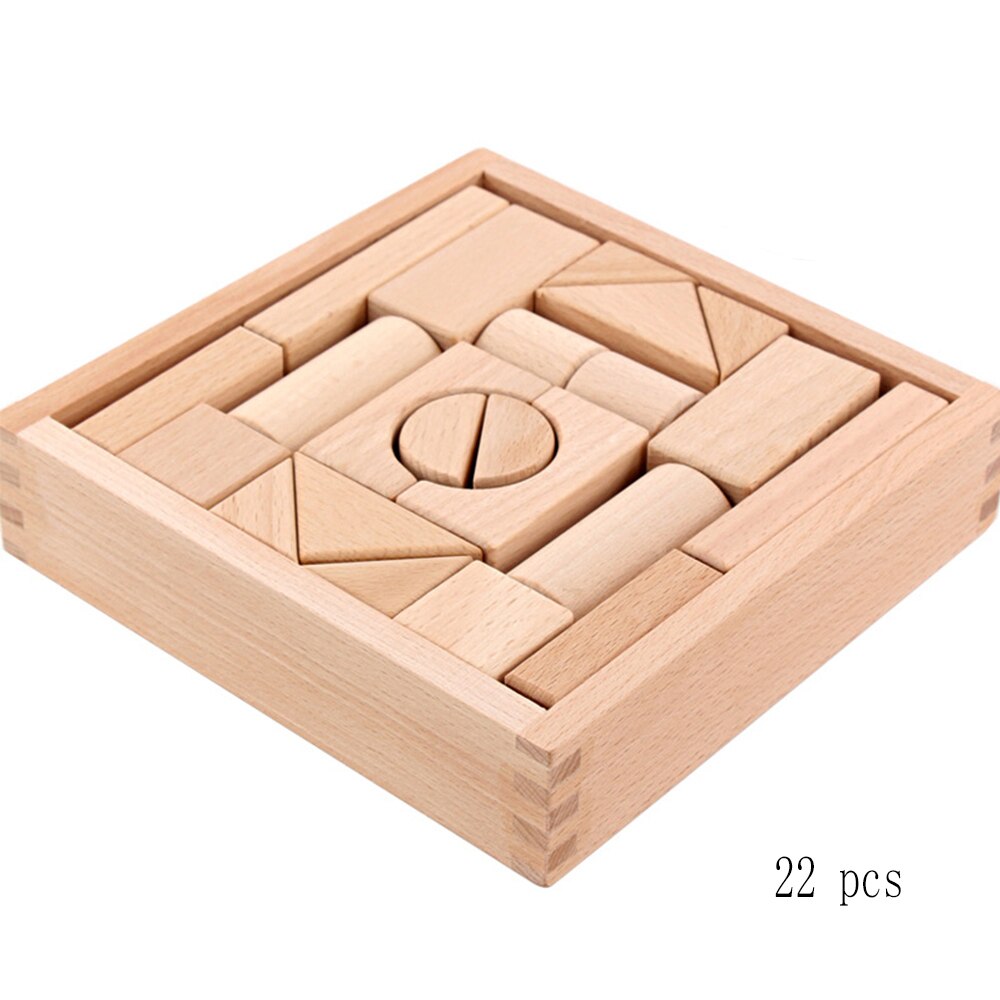 Blocchi di Costruzione in legno impostato 30/22 pezzi di colore di legno per Bambini Giocattoli educativi Blocchi Castello kit Legno Impilabile Cubi regalo dei capretti: colore del legno  nessuna scatola