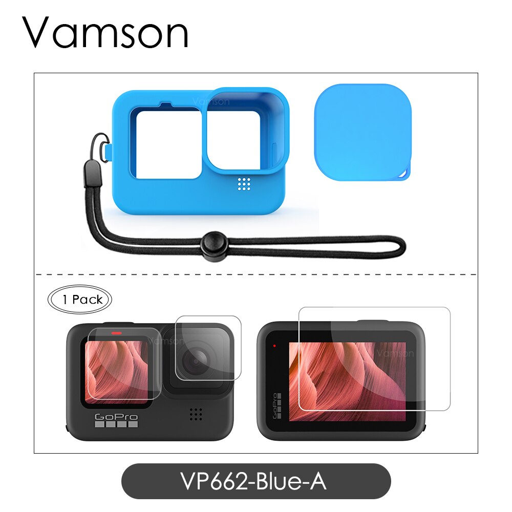 Blødt silikone etui til gopro hero 9 etui beskytter fuldt cover til go pro 9 kamera tilbehør skin shell  vp662: Vp662- blå-a