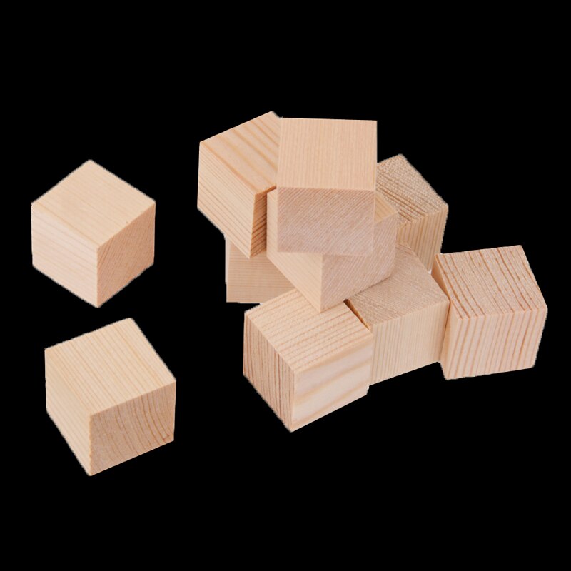 Bloques cuadrados de madera sin terminar de madera sólida Cubo de madera Mini cubos DIY artesanía en madera adorno para boda de navidad