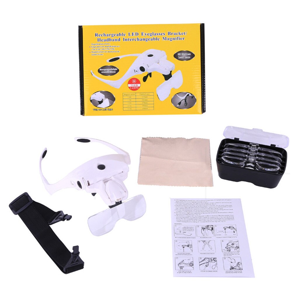 Lupa para cabeza iluminada de visión fácil para el hogar, lupa LED, lupa de montaje en la cabeza, gafas, decoraciones para el hogar